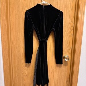 Macy's Elegant Black Velvet Long Sleeve Dress